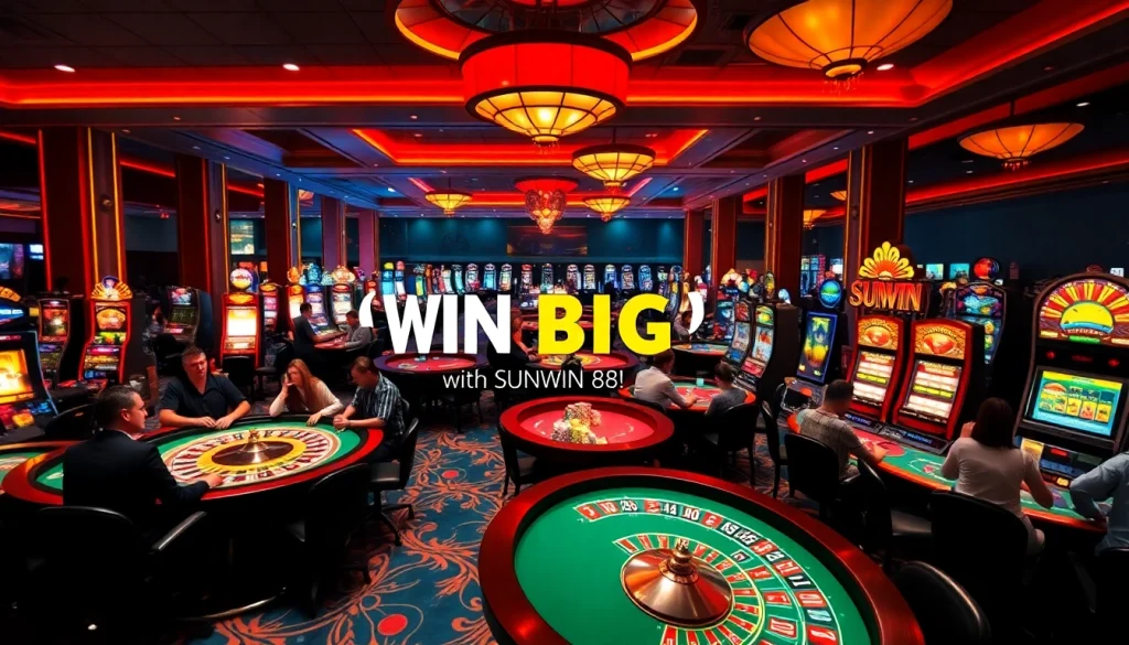 Experience the thrill of betting at SUNWIN 88's vibrant casino tables filled with excited players and winning action.